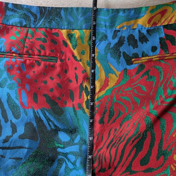 Animal Print Cropped Dress Pants Women's 12 L Rainbow Multicolor Shiny Abstract - Picture 7 of 9